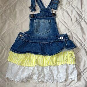 Wonder Nation Denim and Yellow Striped Overalls